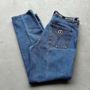 Vintage Moschino Jeans Size 38 Logo Waistband Peace Sign Pocket